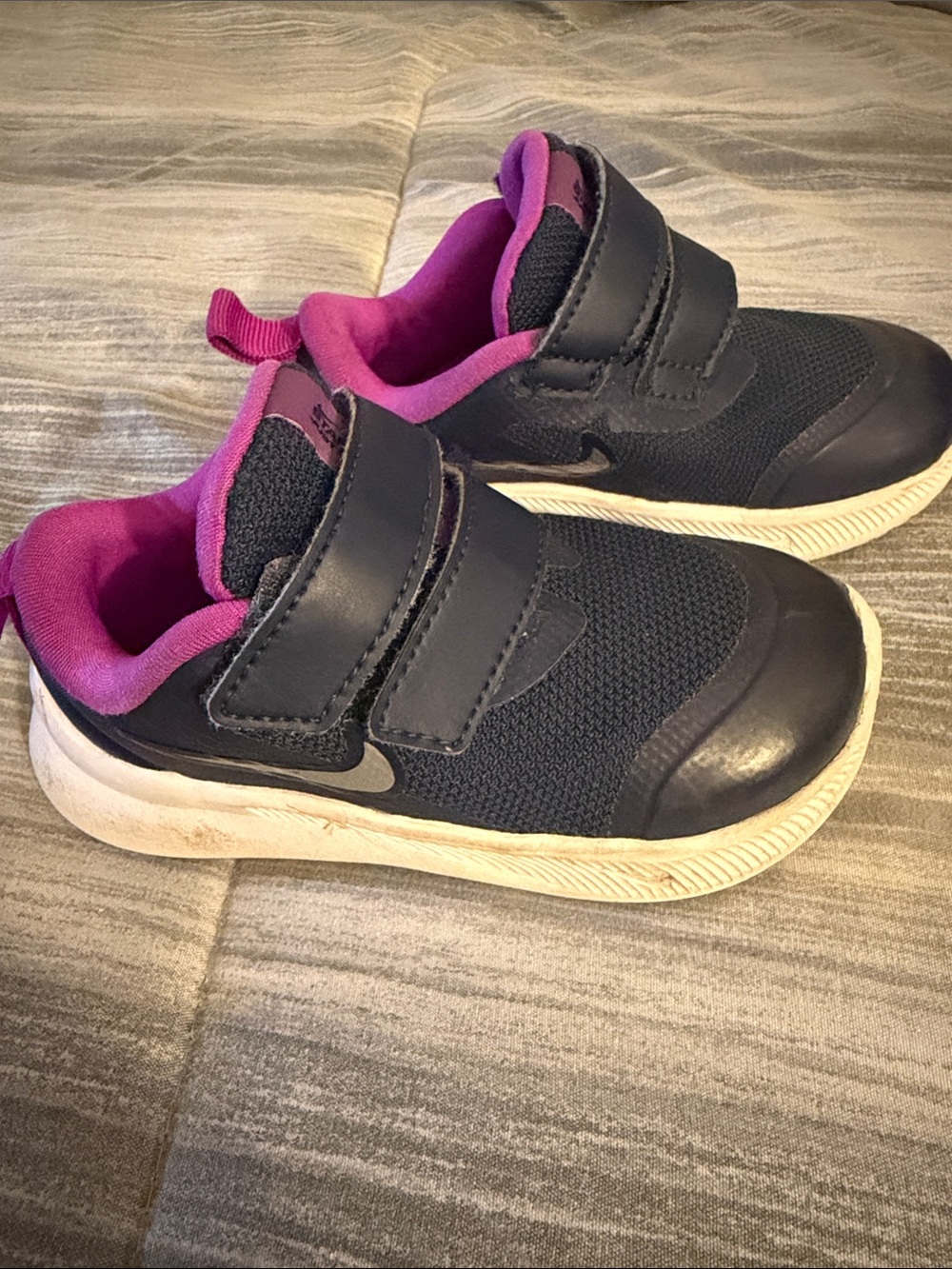 Nike Kids Navy and Pink Velcro Sneakers